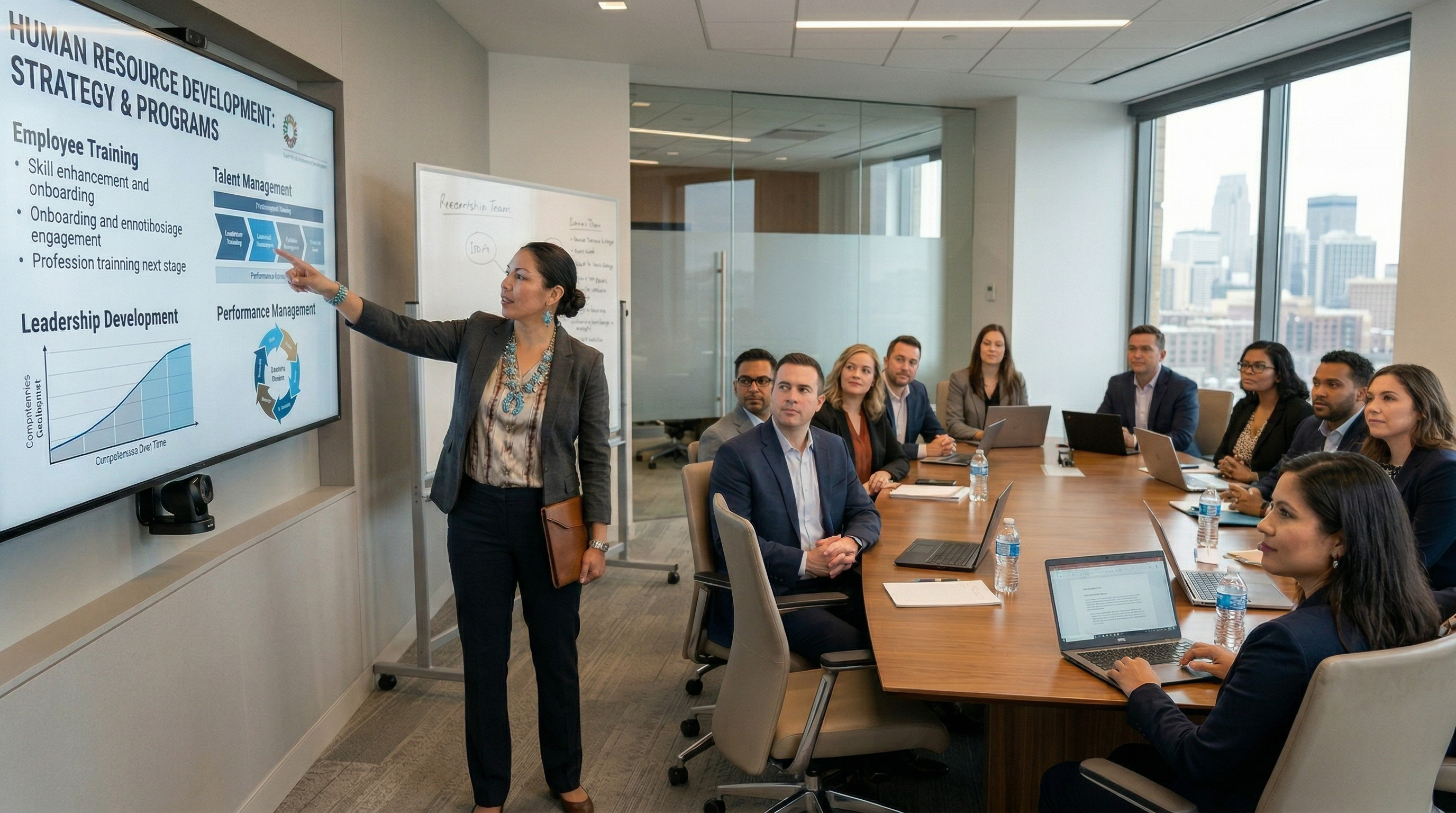 JR Holmes HR team in a strategic presentation